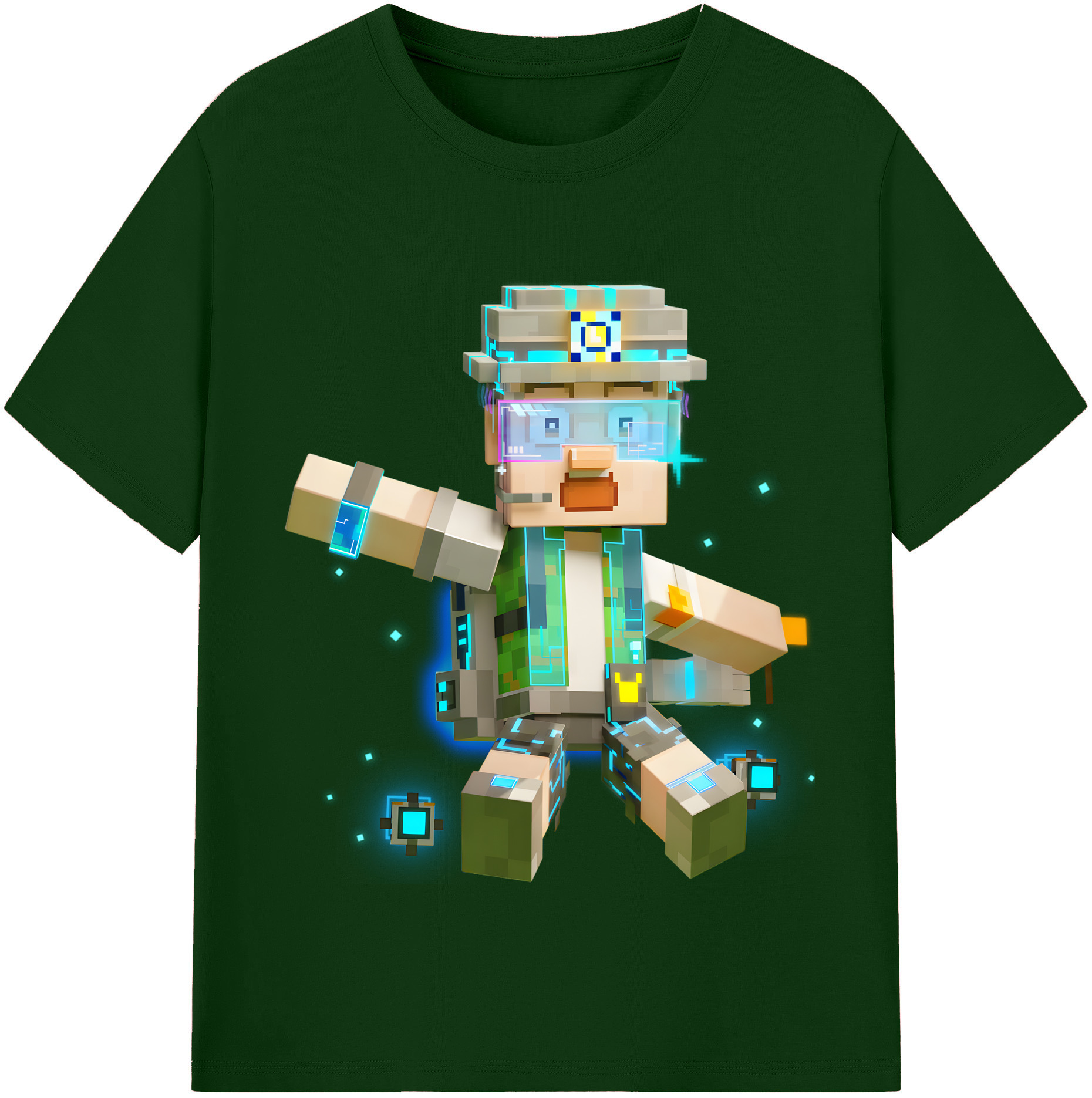 （画像用） マインクラフト ブロックの世界 Minecraft MC Block world 綿100％半袖Tシャツ（フロントプリント）